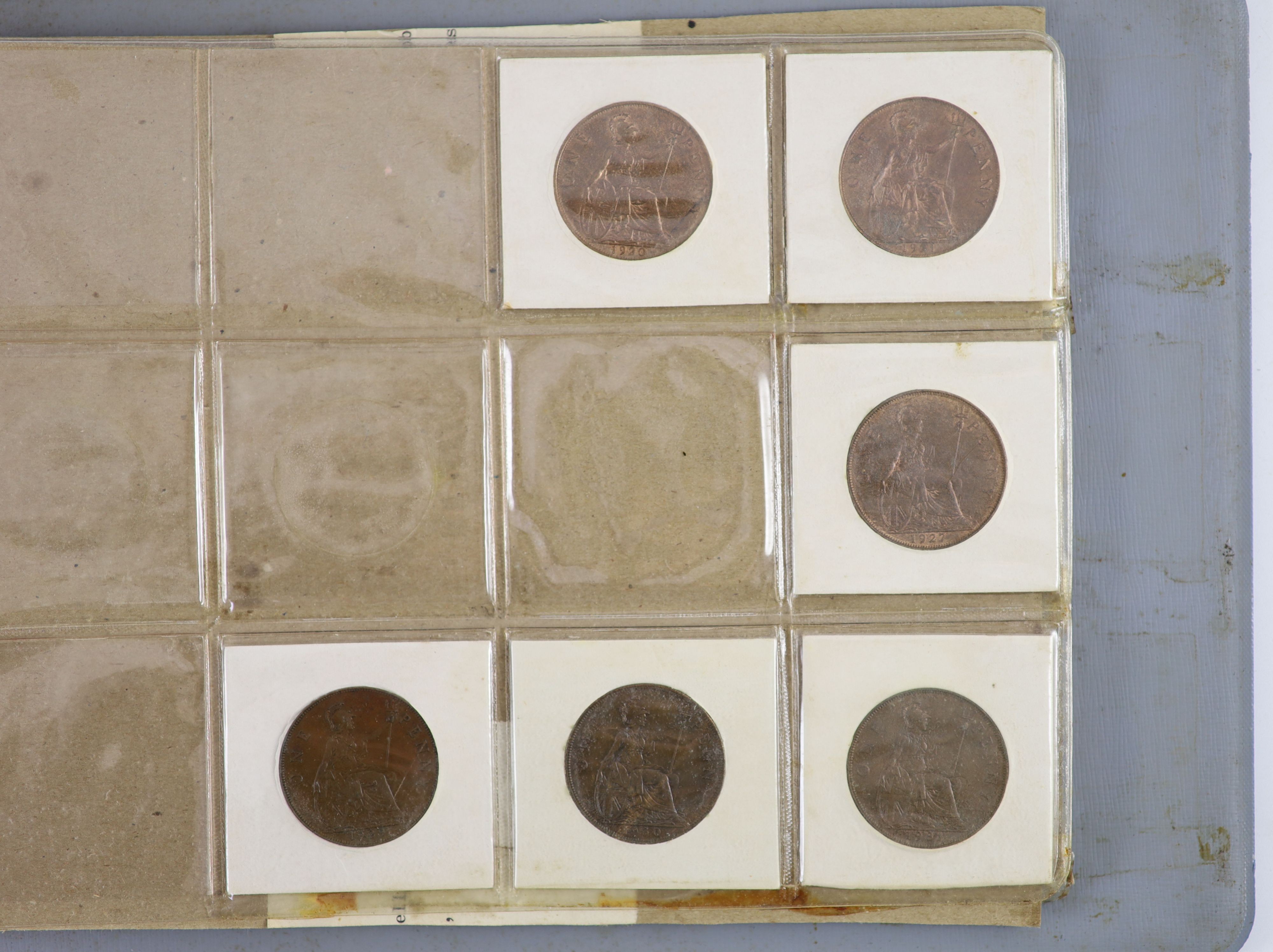Queen Victoria to Queen Elizabeth II one penny coins, a long run from 1901-1967, the majority good EF to aUNC, including scarce 1904, 1922 and 1926 one pennies, aUNC